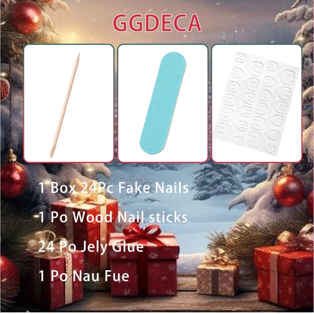 Holiday Christmas Short Square Glossy Press on Nails NWT - Picture 4 of 4